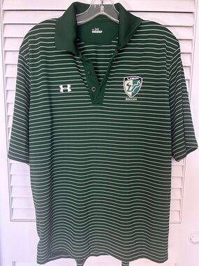 USF Soccer Under Armour Dark Green White Striped Polo